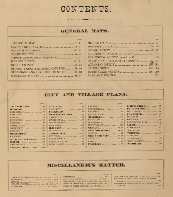 1872 NEW JERSEY STATE ATLAS map old GENEALOGY DVD S12