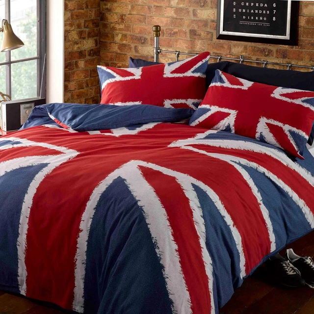 UNION JACK DUVET Covers British UK Flag Red White Blue Quilt Cover Bedding Sets £34.00 PicClick UK