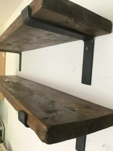 Shelf-Scaffold Board Rustic Shelves Industrial Solid Wood+2 steel Brackets.