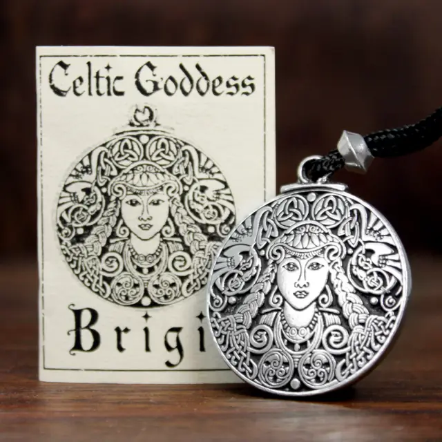 Large Brigid Pendant Irish Goddess Saint Brigit Necklace Celtic Myth Jewelry