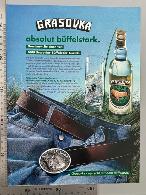 Grasovka Vodka Büffelgras Wodka Original Vintage Werbung 1994 Reklame advert