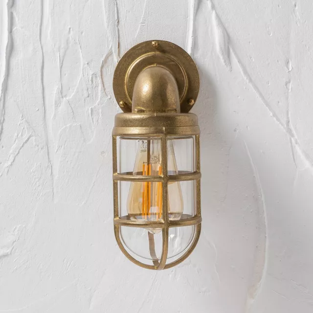 Brass Outdoor Wall Light Retro Metal Caged Hanging Porch Garden Patio Lights 3