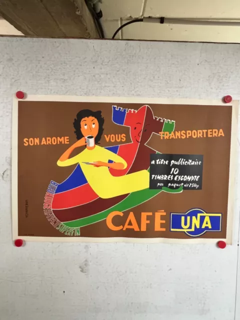 Rare affiche ancienne café UNA arome par Charieras