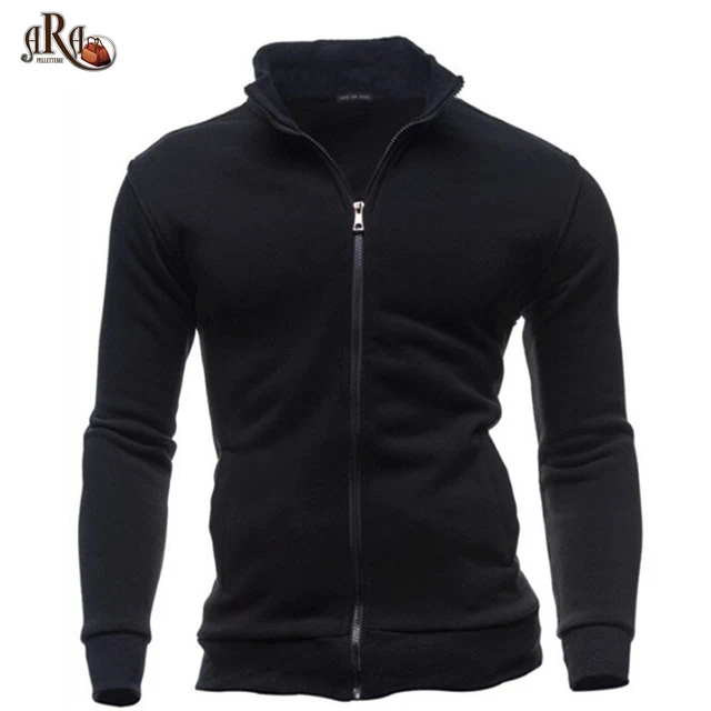 Felpa Uomo Invernale Senza Cappuccio Maglione Sportivo Maglia con Tasche e Zip 2