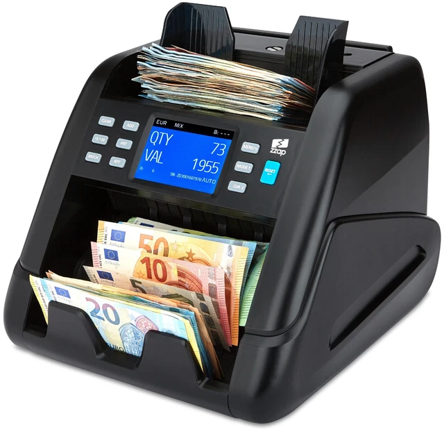 Securina24 Geldzählmaschine SR3900 – Wertzähler Für Einzelsorten, UV/MG/IR/DD-Prüfung, 1000 Scheine/min, Für Autohändler & Kassen Geldzählmaschine Wertzähler