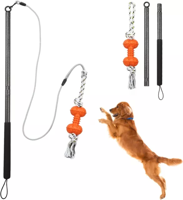 Extendable Teaser Wand Dog Toy Stick Flirt Fishing Pole for Dogs