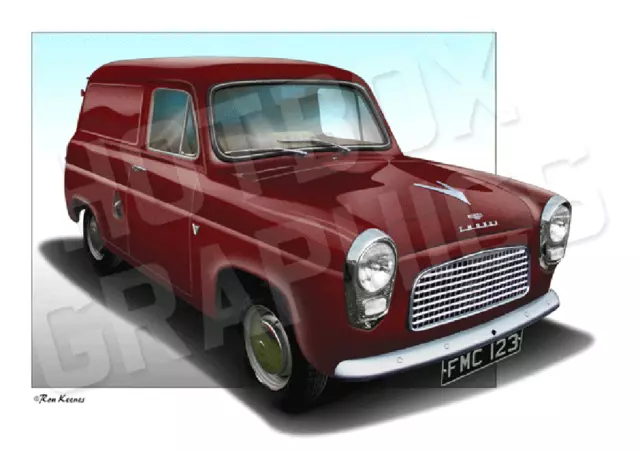 Ford 300E Thames Print Personalised Illustration Of Your  Anglia Popular Hot Rod