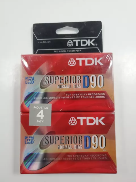 TDK Superior D90 Normal Bias 90Min 4 Pack Cassette Factory Sealed