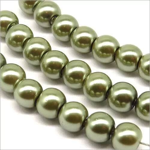 Lot de 50 Perles Nacrées en Verre 6mm Vert Olive