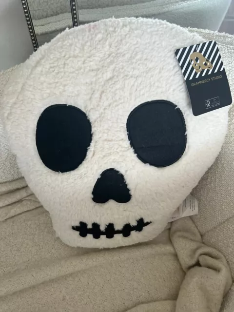 Tk Maxx Homesense Halloween Skull / Skeleton White Cushion Pillow New,Rare