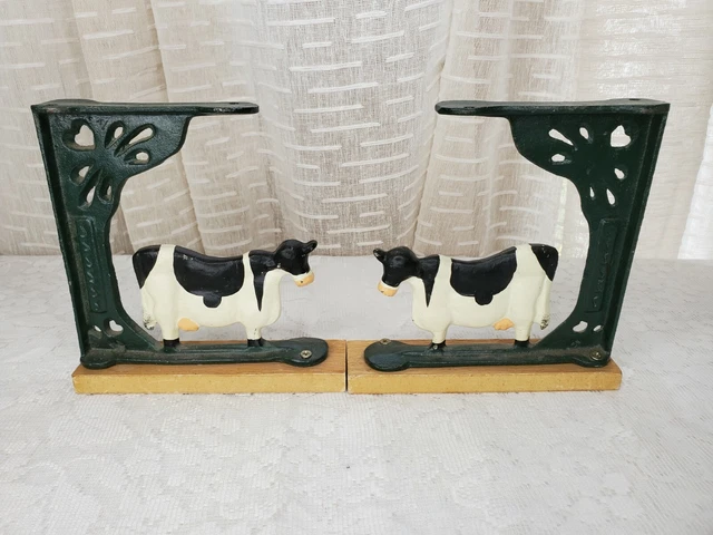 Vintage Cast Iron Cow Shelf Brackets, Farm house, rustic