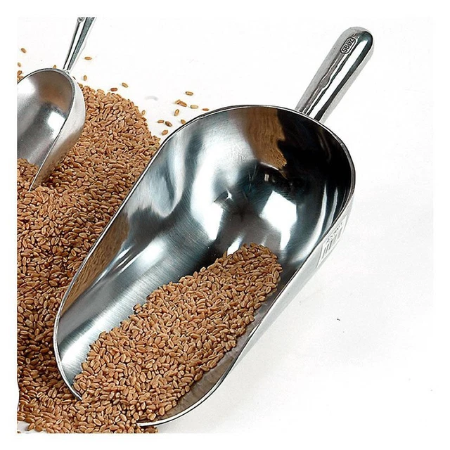 Lehman's Grain Scoop Cast Aluminum Comfortable Grip 1.5 Cup 9 inch