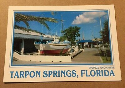 Vintage Unused Postcard Sponge Exchange, Tarpon Springs, Florida