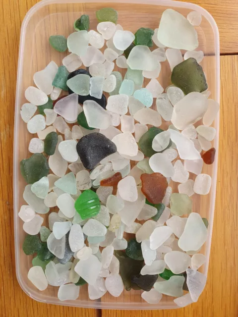 Meeresglas 200g über 100 Stück 5–20 mm gemischte Farbe – echte lokale Strandfunde