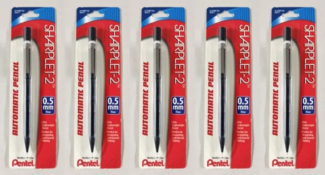 5 Pentel® Sharplet-2 Automatic Pencil 0.5 mm Black with Eraser