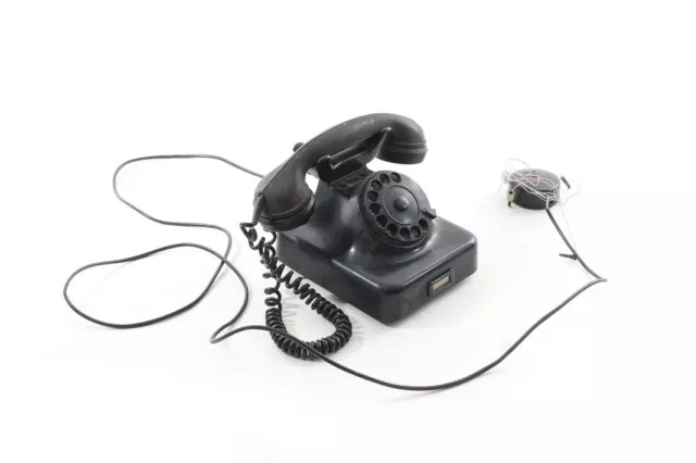 Old Telephone Bakelite W38 Vintage Wählscheibentelefon Black