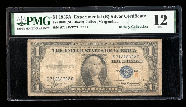 DBR 1935-A $1 Silver Experimental (R) Fr. 1609 PMG 12 Serial S71218322C