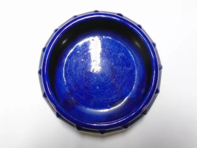 Vintage Art Pottery Cobalt Blue Bowl Planter 7 1/2" Diameter 2 1/2" Height 3