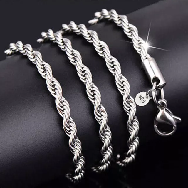 Women Men Wholesale 925 Silver Snake Water Wave Chain Necklace Jewelry 16''-30''