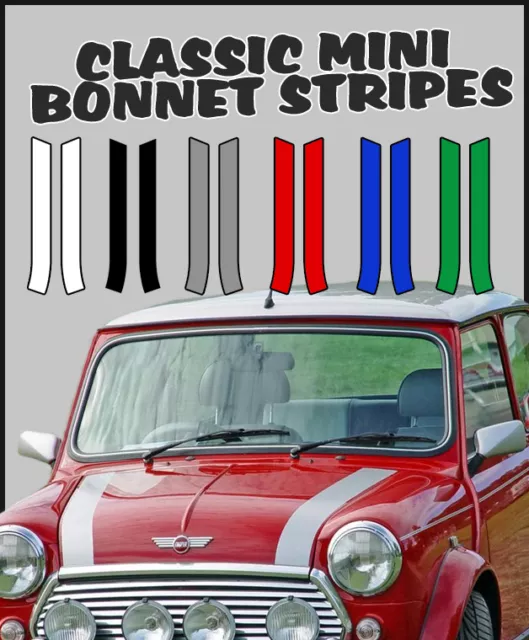 Classic Mini Cooper Bonnet Stripes, Mayfair, City, Quality 7 year Vinyl