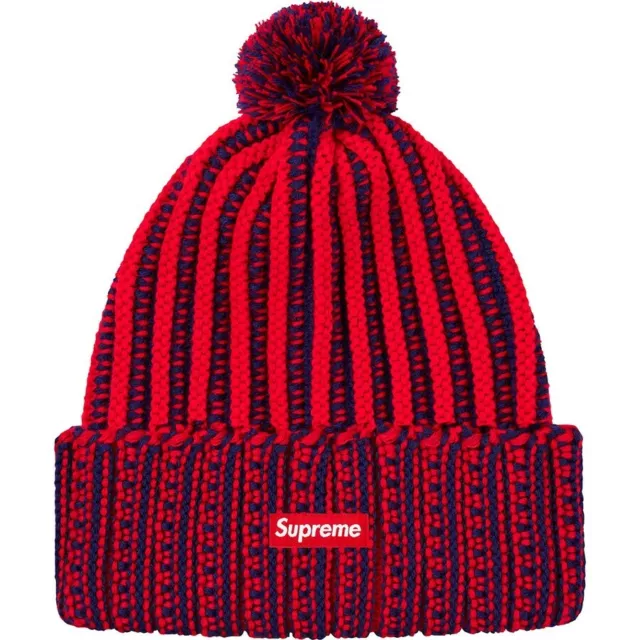 Supreme Contrast Stripe Beanie Red