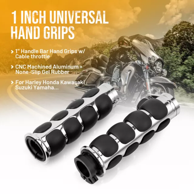 1" Hand Grips Handlebar w/ Throttle For Harley Kuryakyn Suzuki Shadow Honda US 2