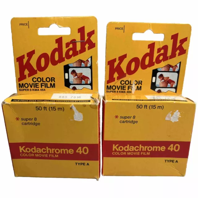 2 - KODAK Kodachrome 40 8mm Super 8 Color Movie Film KMA 464 Type A Expired VTG