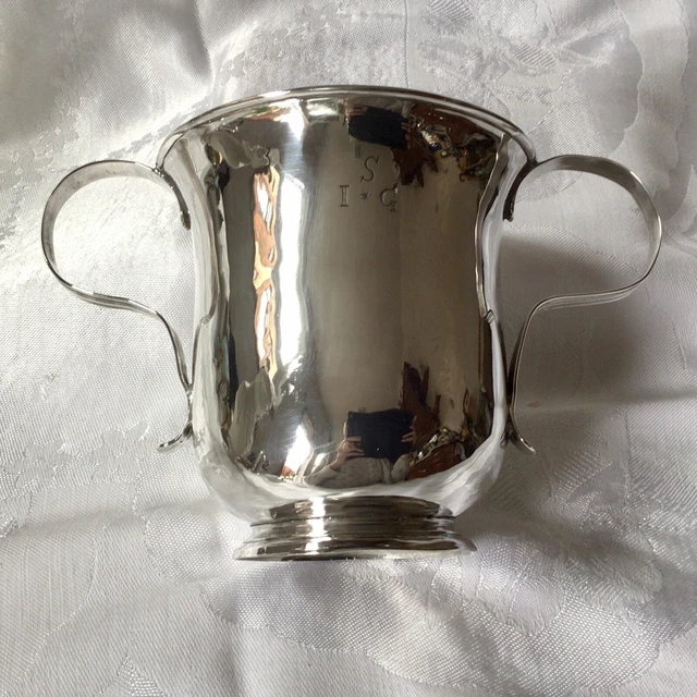 1759 Solid Silver George II Loving Cup With Reeded Handles By W. S. W. P. 250g.