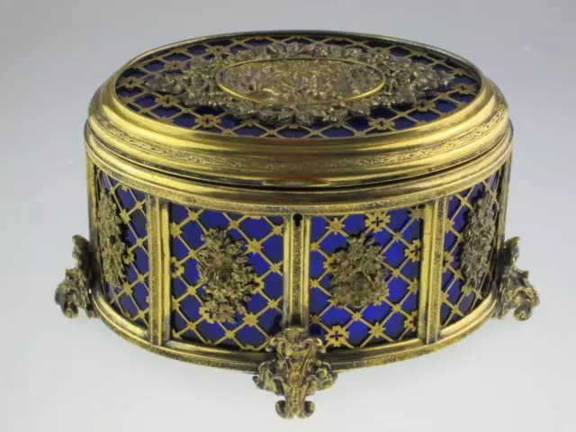 Rare Large French 19th Century Ormolu Enamel Casket Jewellery Box Circa 1870