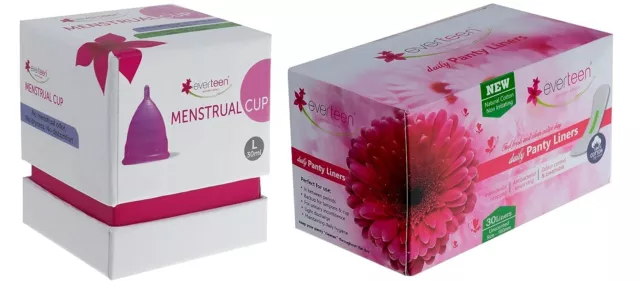 Everteen Menstruation Tasse (Groß) Mit 30 Teile Slipeinlagen (Set Von 2)