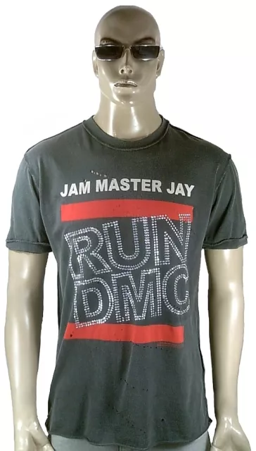 Vintage AMPLIFIED RUN DMC Jam Master Jay STRASS Löcher Hole Destroyed T-Shirt XL