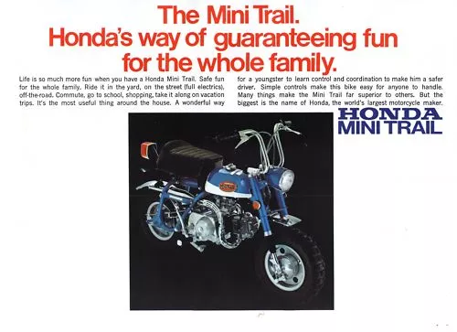 1972 HONDA Z50A MINI ON-OFF ROAD TRAIL BIKE 2 page Motorcycle Sales Brochure NCS