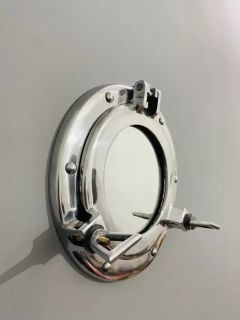 22.9cm Nautisch Schiff Bullauge Spiegel Wand Fenster Dekor Aluminium Maritim