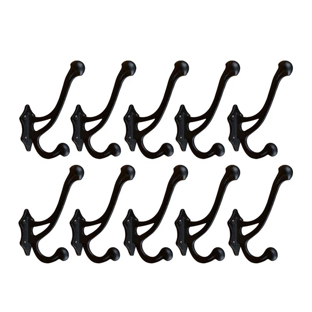 Hook Black Wrought Iron Double Coat 6 1/2"H X 3 1/2" Pack of 10