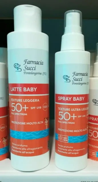 Latte o spray baby protezione solare bambini 50+ texture leggera - Linea Succi