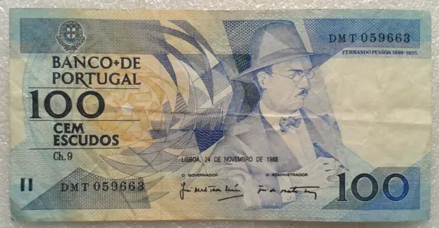 PORTUGAL - Billet de 100 ESCUDOS du 24 novembre 1988 - DMT 059663