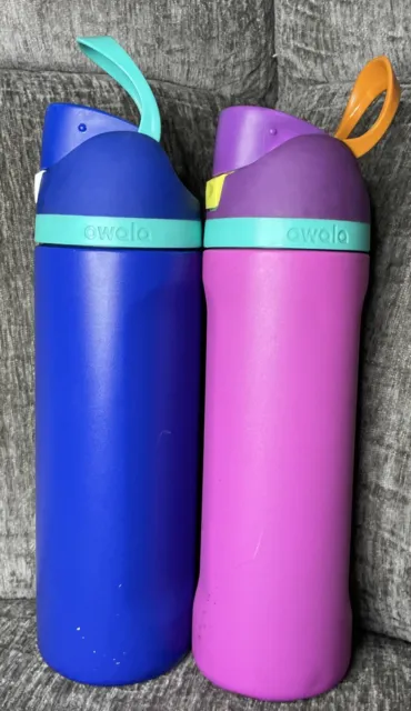 Owala FreeSip 24-oz. Stainless Steel Water Bottle + 2 Bonus Straws Combo  Pack (Teal/Purple) 