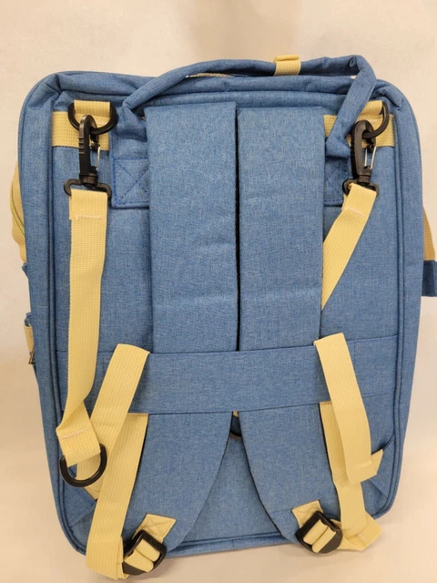 3 in 1 Baby Diaper Bag Backpack Foldable Crib w Changing Pad USB Port Waterproof 2