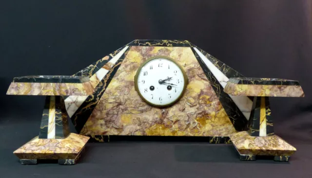 D 1930 art déco superbe pendule horloge garniture marbre 47c10kg clock design