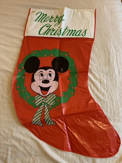 Vintage 60s /70s Disney Mickey Mouse Large Christmas Gift Bag / Stocking