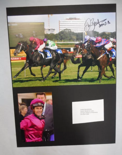 #T100.  2006 Darren Beadman  Horse Racing Photos On Black Backing,  Signed