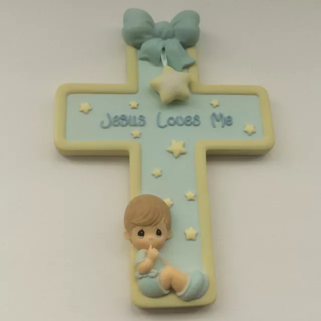 Precious Moments Baby Boy Wall Cross Blue “Jesus Loves Me” 2005