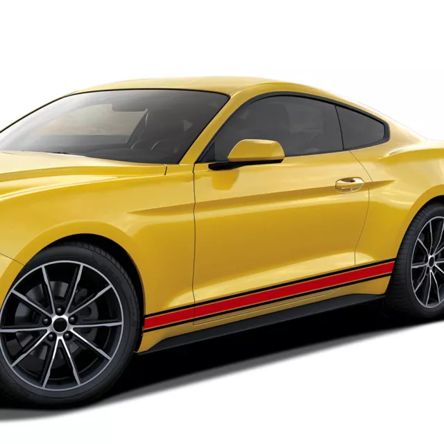 2x For Ford Mustang Car Door Side Skit Rocker Panel Stripes Vinyl Decal Sticker