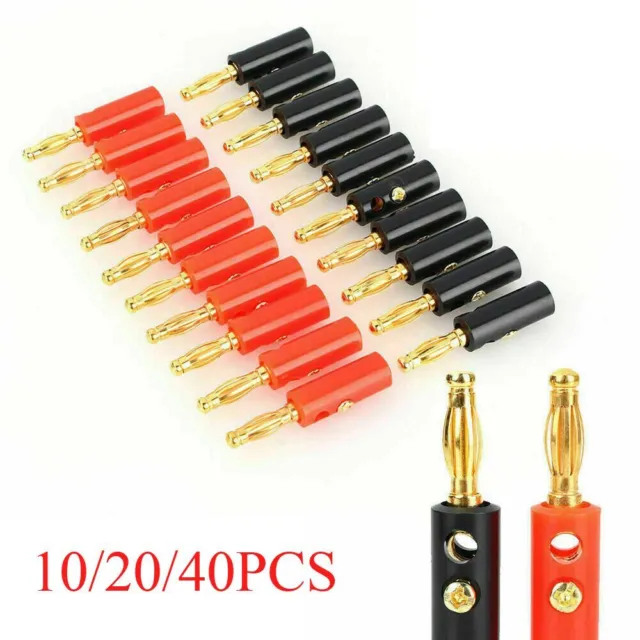 Gold Plated Adapter Wire Cable Connector Speaker Plugs Audio Jack Banana Plugs