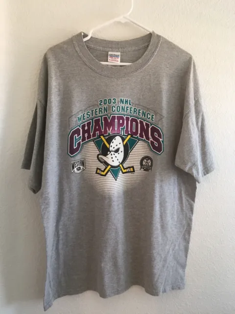 RARE ~ Vtg 2003 NHL Hockey Anaheim Mighty Ducks T-Shirt Gildan Heavy Cotton XL