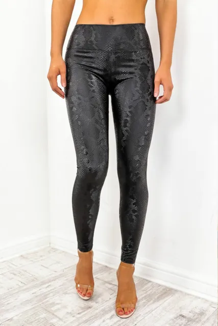 WOMEN LADIES SNAKESKIN Print Wet Look Legging Pants Animal oil Shiny PU  Trouser £15.99 - PicClick UK