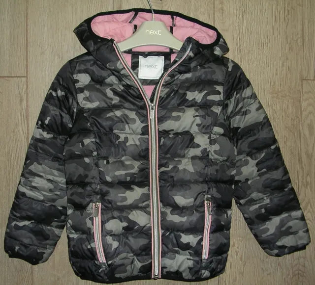 NEXT Girls Pink Lined Camouflage Print Hooded Jacket Rain Coat Age 6 116cm