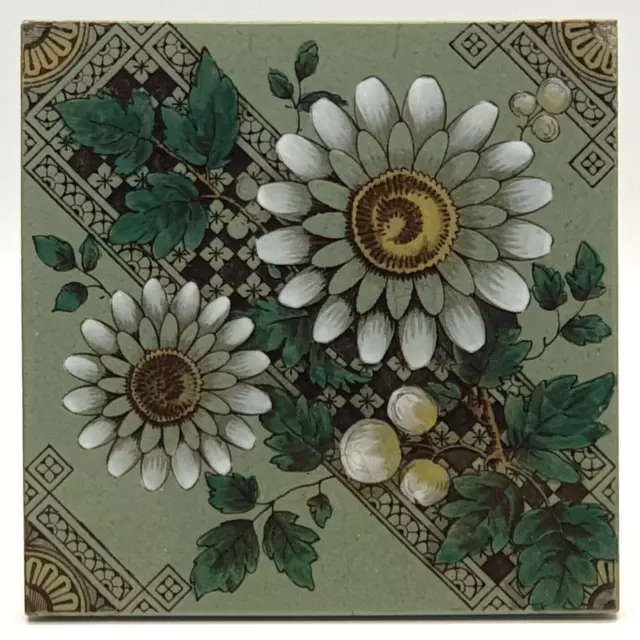 Antigua chimenea transferencia de azulejos estampado diseño floral barco T&R C1880
