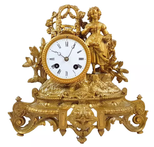 Antike Französische Kaminuh Figurenuhr c.a 1850 Frédéric Japy Paris