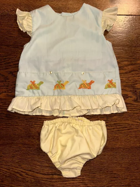 Vintage Toddle Time JC Penney Baby Outfit Set Turtle Embroidered 18 Months